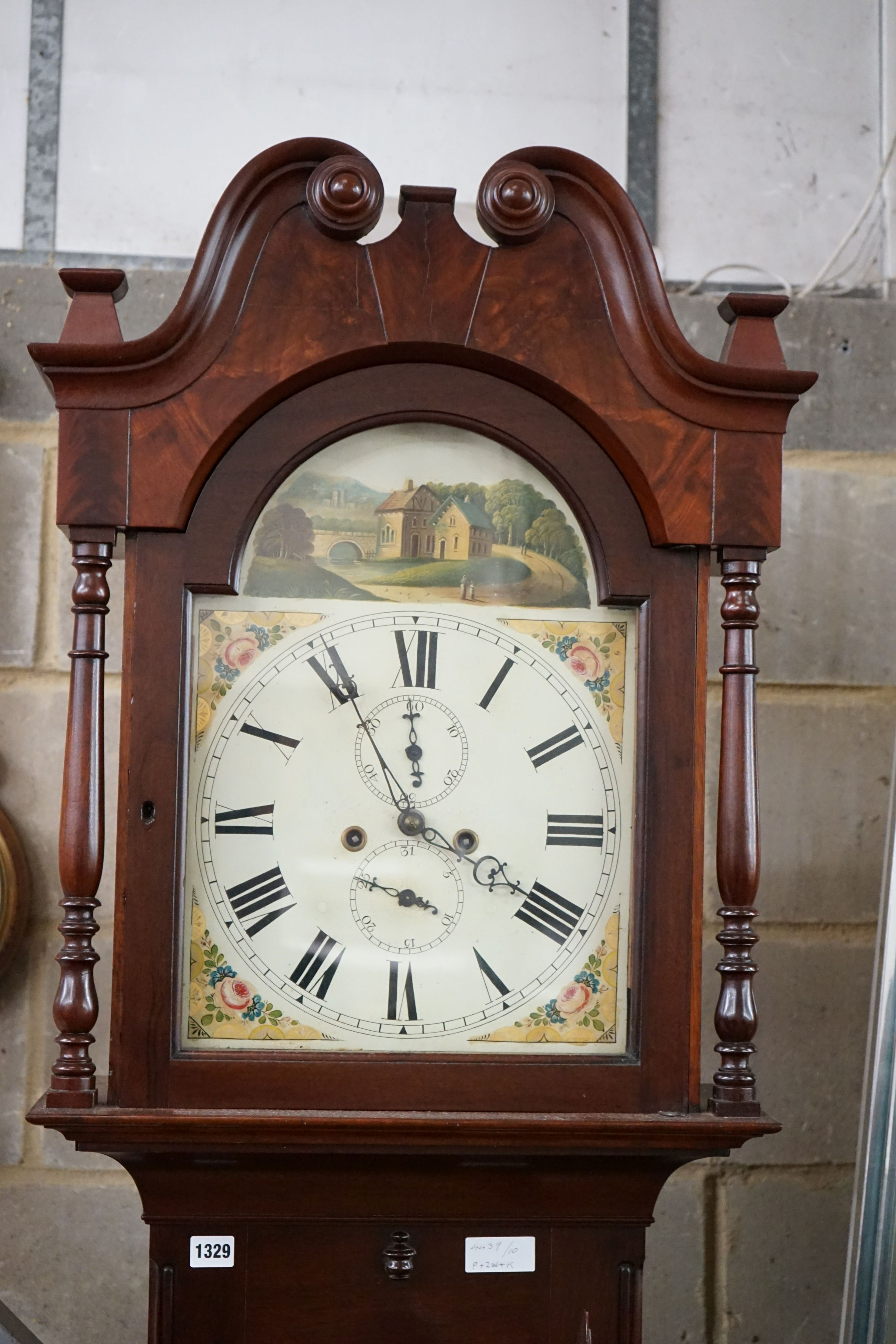 A 19th century mahogany 8 day longcase clock with painted dial, height 214cm